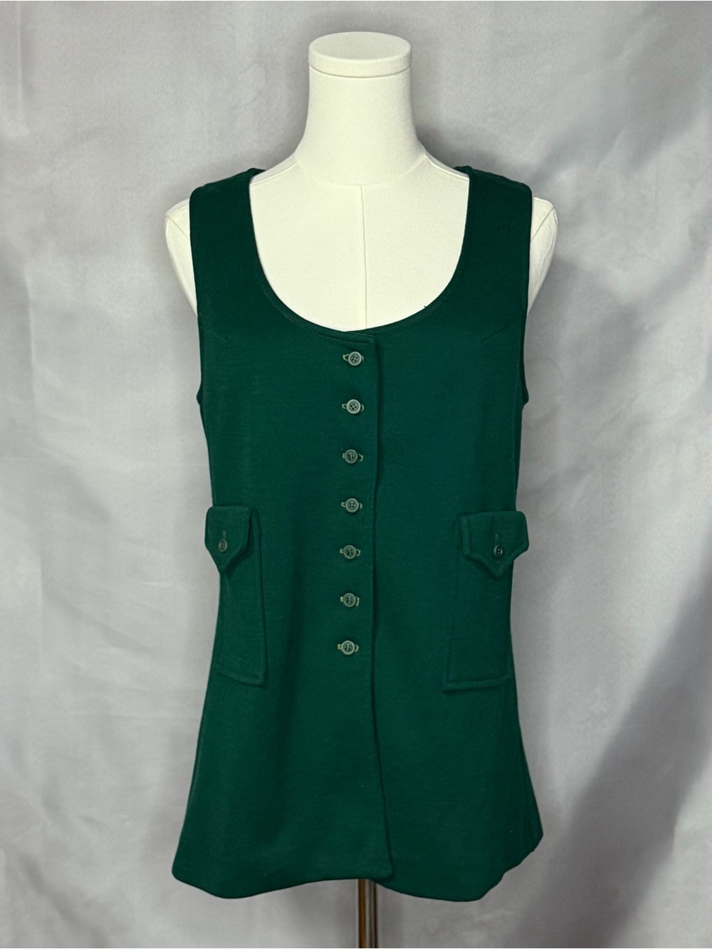 Modern Juniors Green Pinafore Cut Vest 60s Mod Vintage